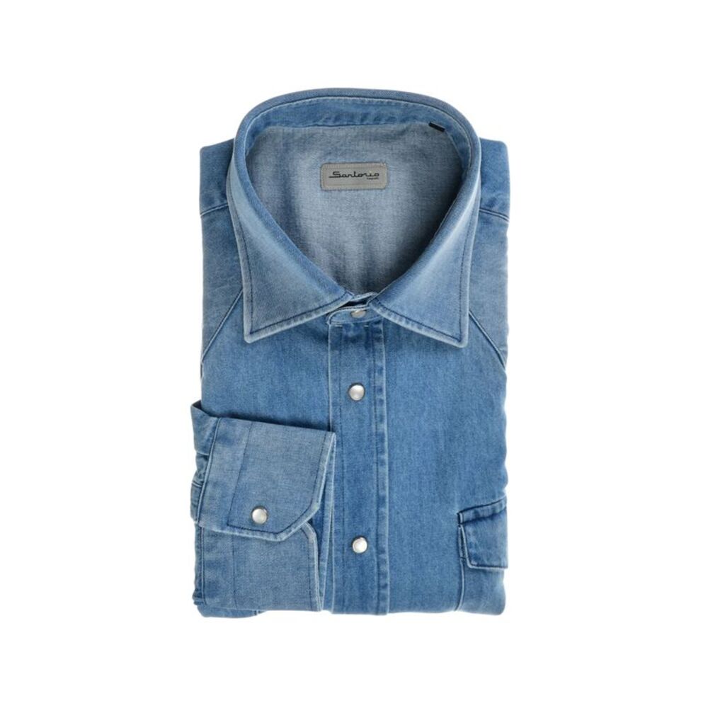 Sartorio Denim Snap Button Cotton Shirt